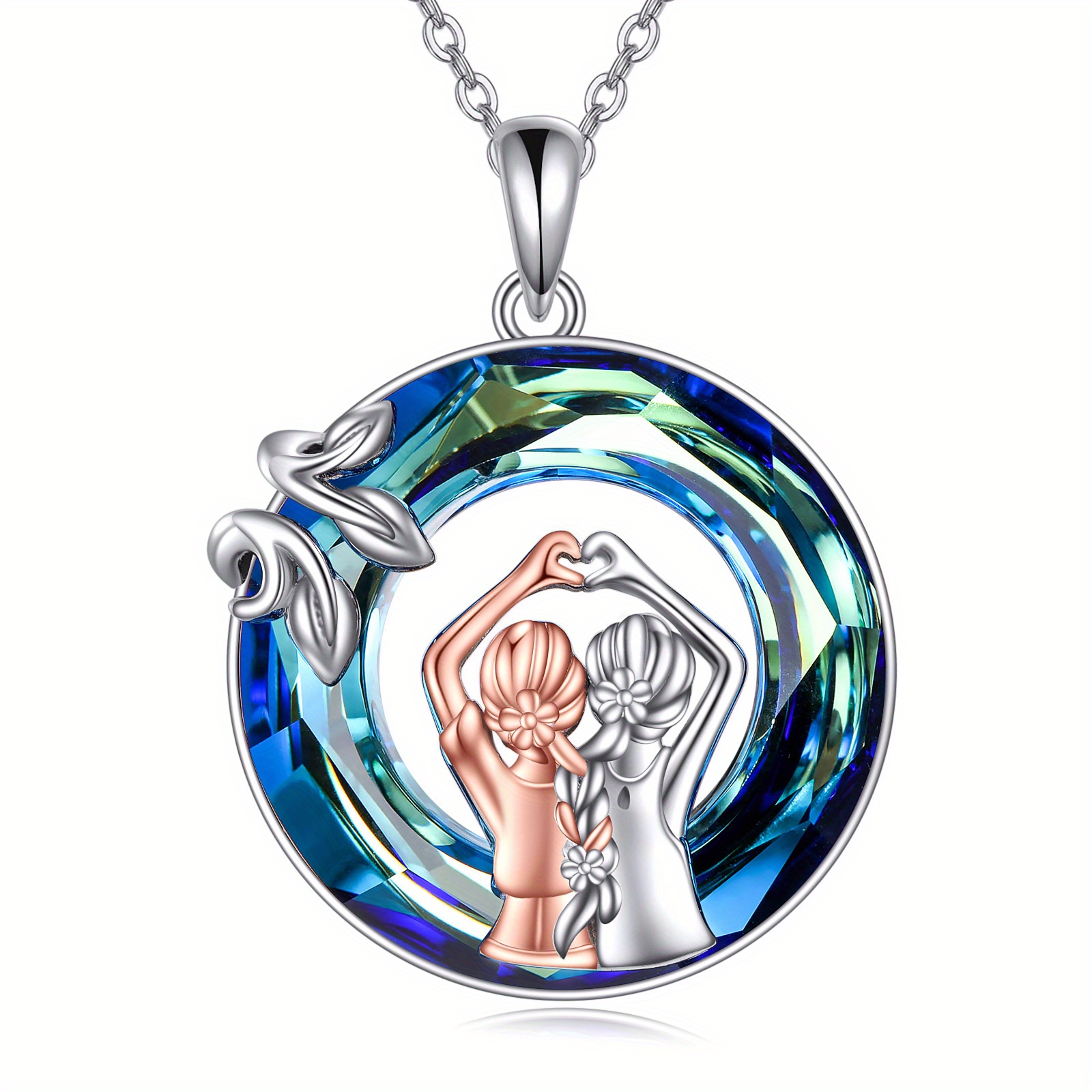 Sisters Heart Pendant Necklace, 925 Sterling Silver Gift
