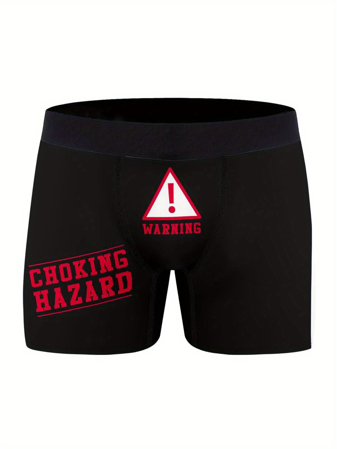Caution Choking Hazard Men's Black Boxer Briefs | Funny Valentines Day Gift  For him | Valentine's Day Underwear Undies