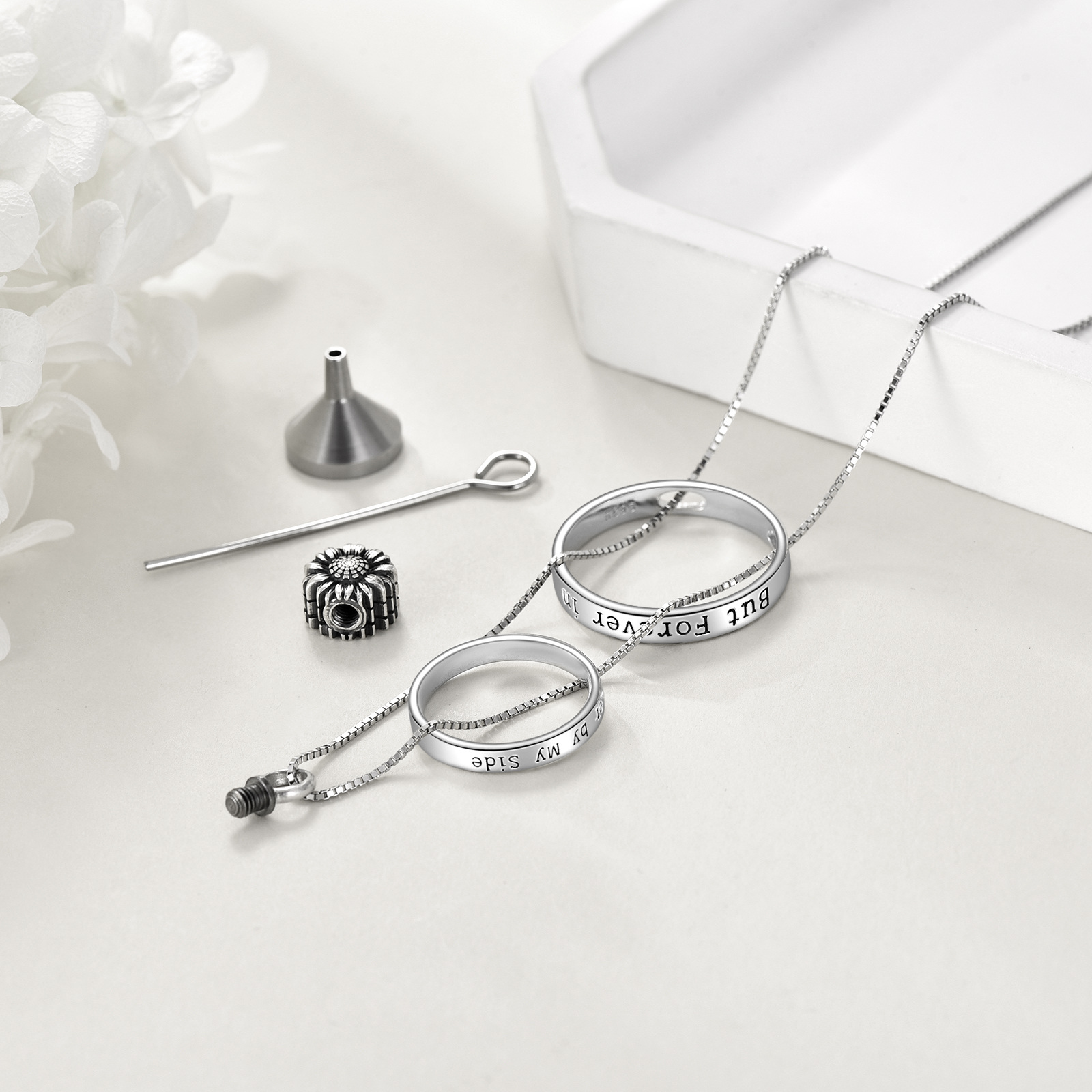 Women's 925 Sterling Silver Sunflower Urn Necklace