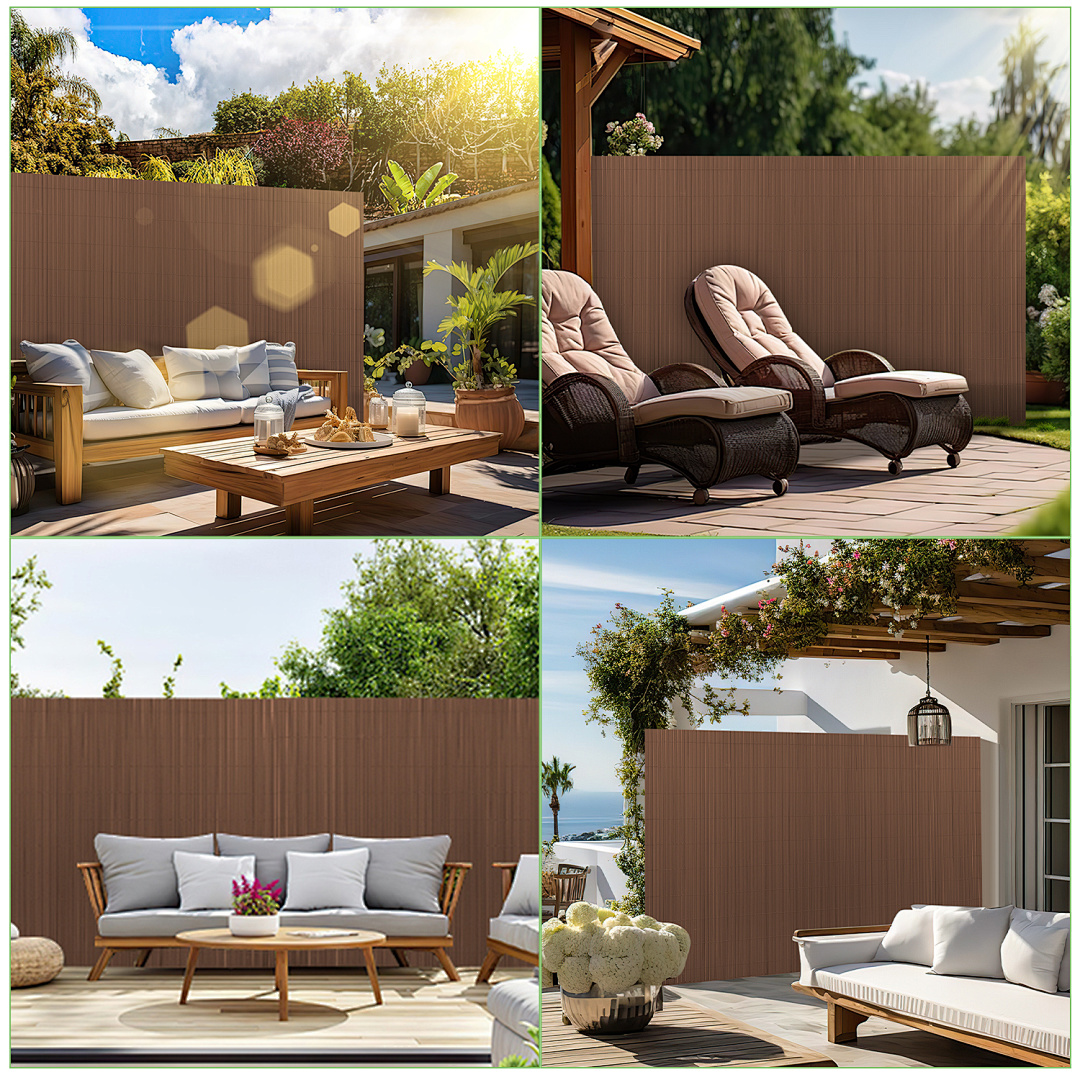 Pvc Privacy Screen Reinforced Structure With Cable Ties For Balcony Patio Fence Height 80-180cm Brown