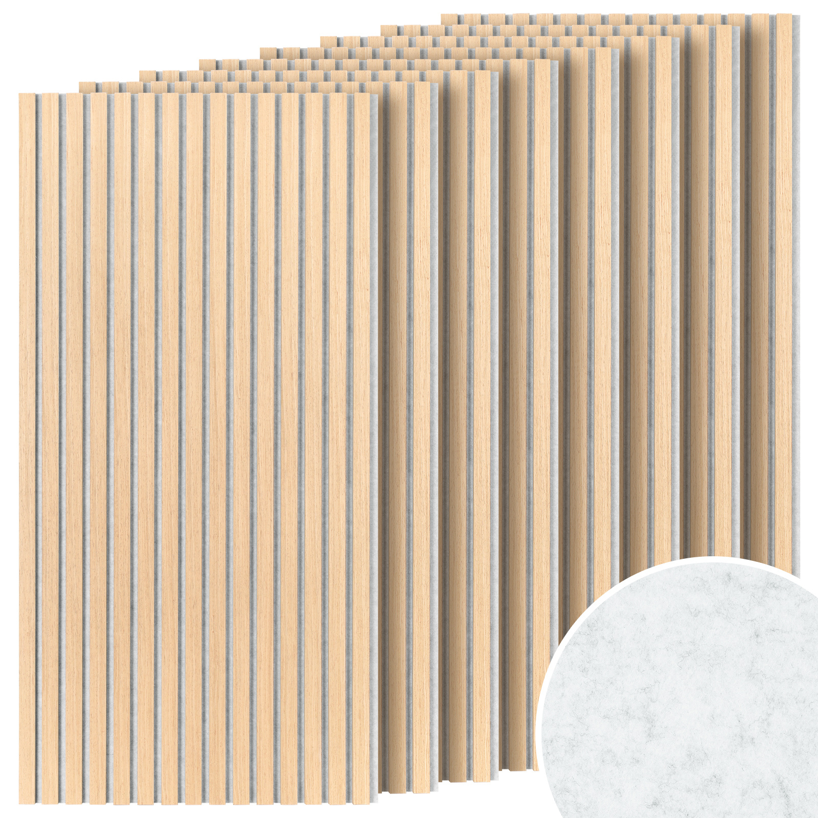 Set Of 8 Wooden Acoustic Panels: Solid Oak With Acoustic , Soundproofing, Wall Cladding And Extra-thick Acoustic Felt (silver-gray)