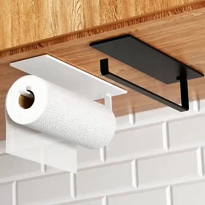 Carbon Steel Paper Towel Holder, No Punch Paper Towel Holder, Household Paper  Hanger, Storage Rack Bathroom Accessories - Temu