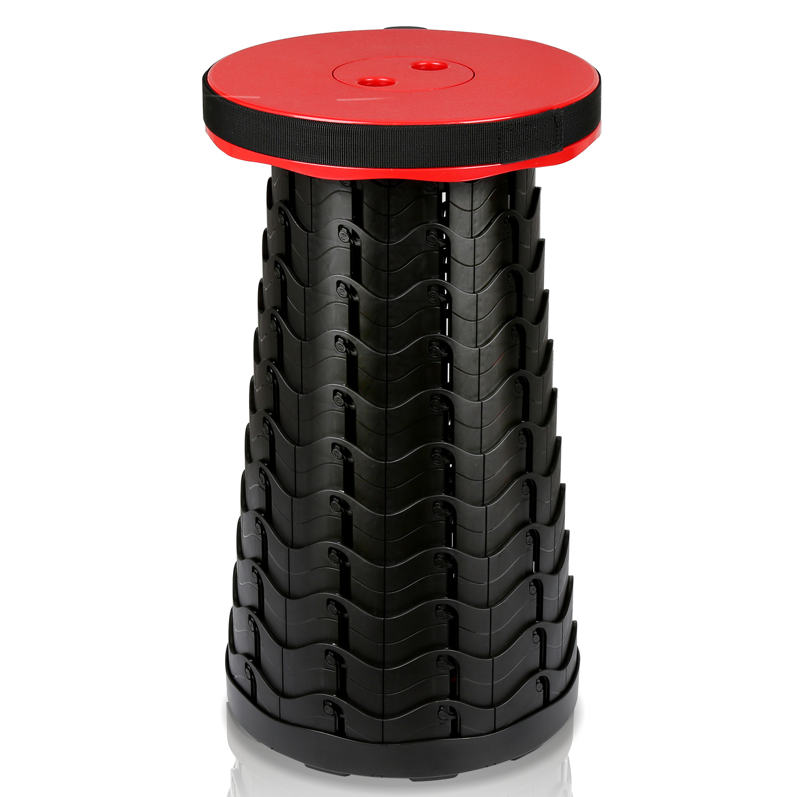 Image of Sonnewelt Red Folding Stool - Portable, Telescopic Design For Camping, Fishing, Bbqs & Indoor Use, Supports Up To 400lbs