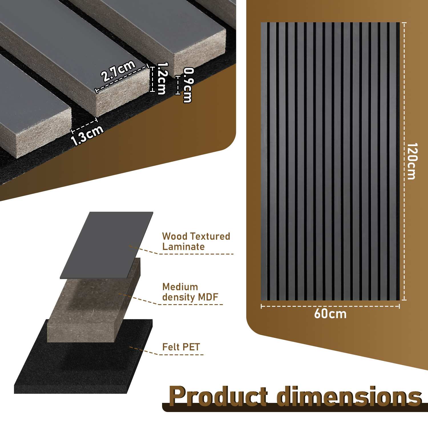 3d Wood-look Acoustic Wall Panel, Sound-absorbing Wall Covering For Improved Room In Home Theaters, Music Rooms, And Recording Rooms