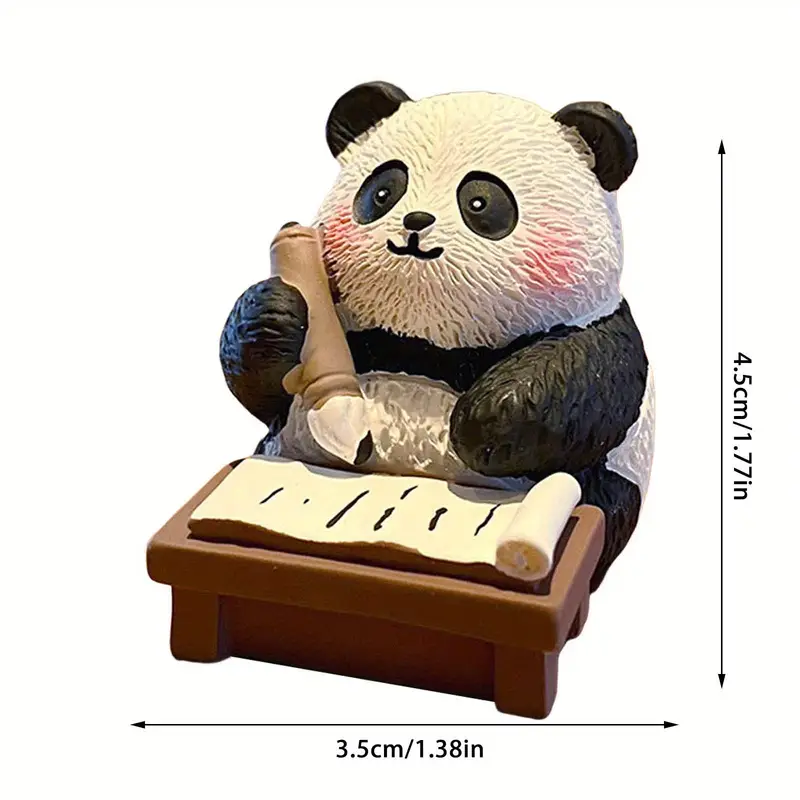 Figurine décorative de bureau en résine panda mignon pour chambre d'anniversaire 6 pièces détails 3