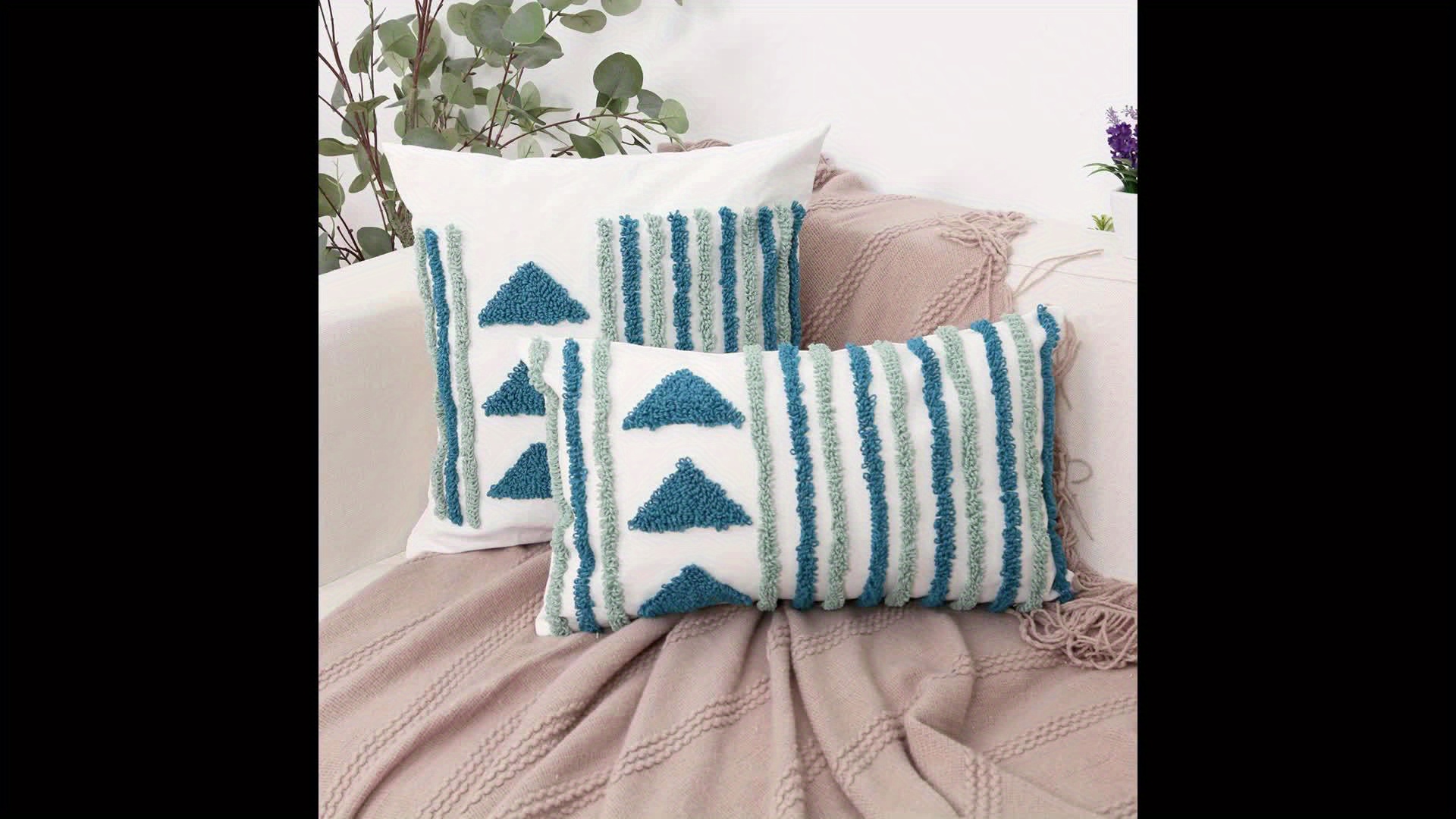 2 Kissenbezüge Marineblau, 45×45 Cm – Boho-Design Aus Leinen Für Sofa & Bett
