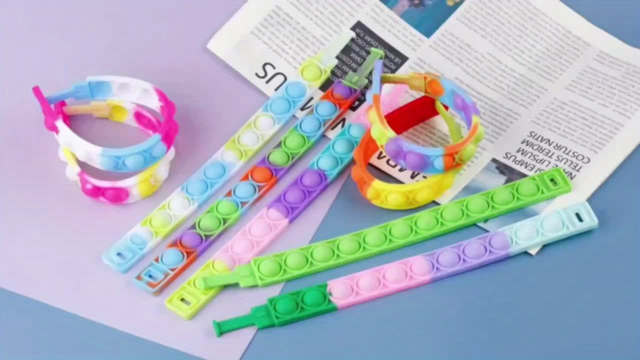 Colorful Silicone Bubble Fidget Wristbands for Stress Relief, Kids & Party