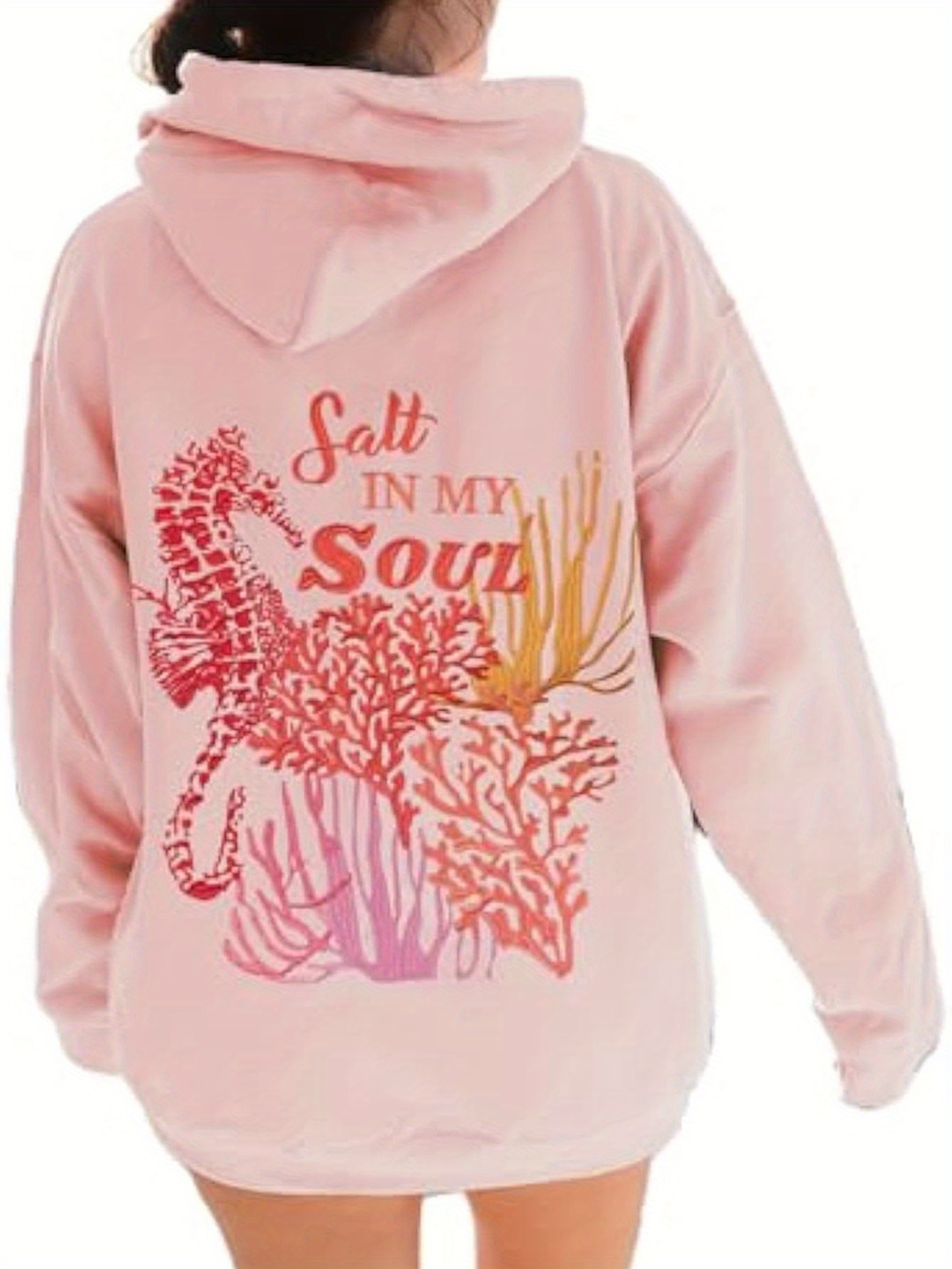 Oversized Hoodie Colourful Rebel Sweater Dames Pink Preppy Hoodie