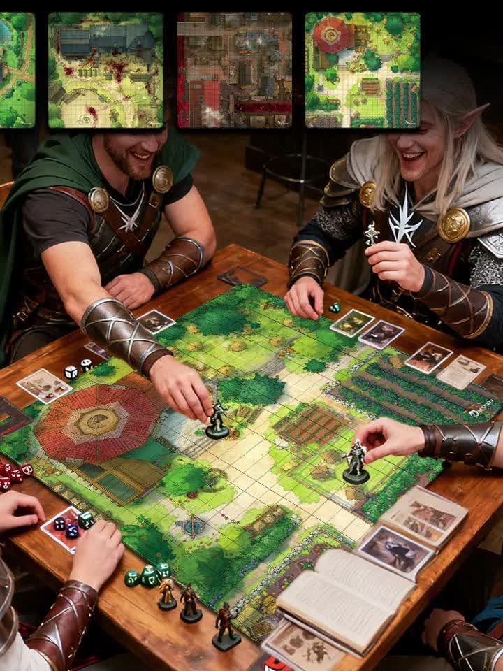DND Village Terrain Mat, Printed Rubber Battle Mat