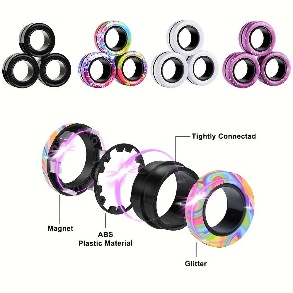 Brighten Up Your Day With Colorful Magnetic Fidget Rings - Temu