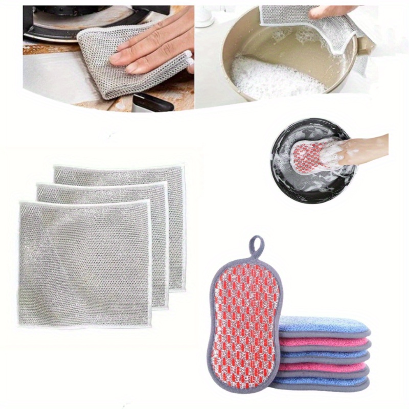 Silver Cleaning Cloth Dish Towel Reusable Mesh Non Stick Oil Dishcloth  Kitchen Strong Rust Removal Metal Wire Rag Kitchen Towel - AliExpress