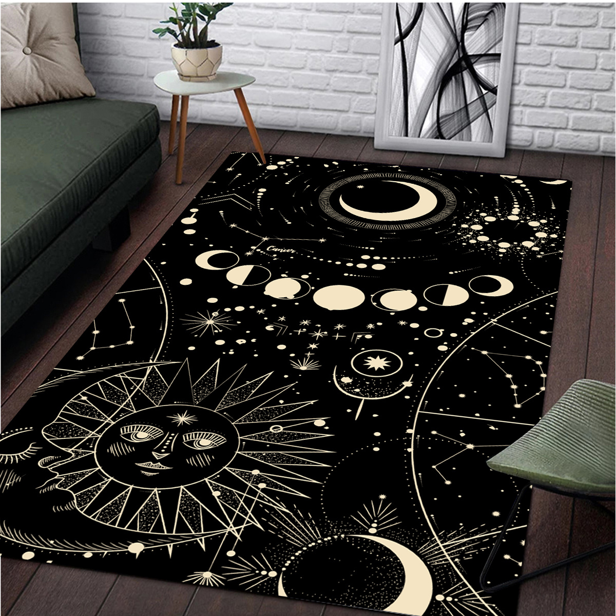 Moon Phase Kitchen Rug Set of 2, Goth Rug, Moon Rug, Black and White  Constellation Halloween Kitchen Mat Rugs, Carpet- Gothic Witchy Moon Phase Kitchen  Decor Decoration- 17x30 and 17x48 Inch 