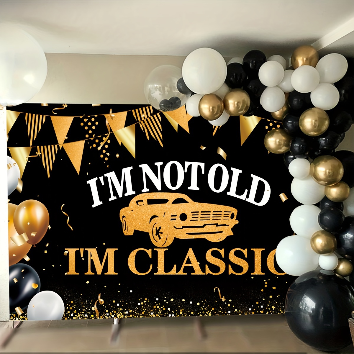 Just Married Banner Car Decorations Golden Glitter Just - Temu