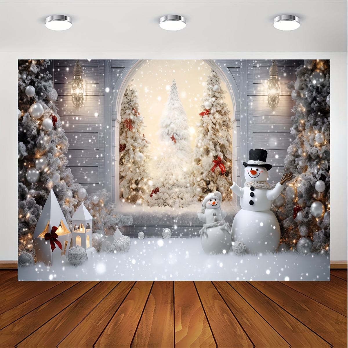 1pc, 72x43inch/96x60inch Winter Wonderland Birthday Polyester Photography  Backdrop, Christmas Snowflake Baby Shower Party Photo Background Tapestry, O