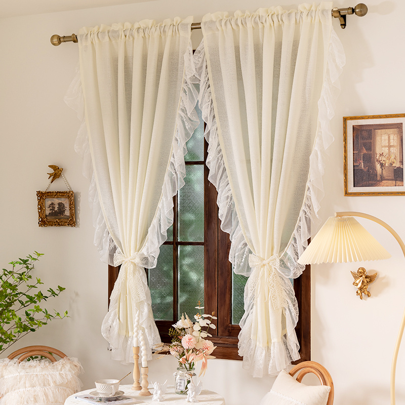 Tenda Tende Da Finestra In Tulle Di Pizzo Stile Francese Soggiorno Floreale  Bianco Trasparente Camera Da Letto Tende Da Cucina Decorazione Di Nozze Da  10,5 €