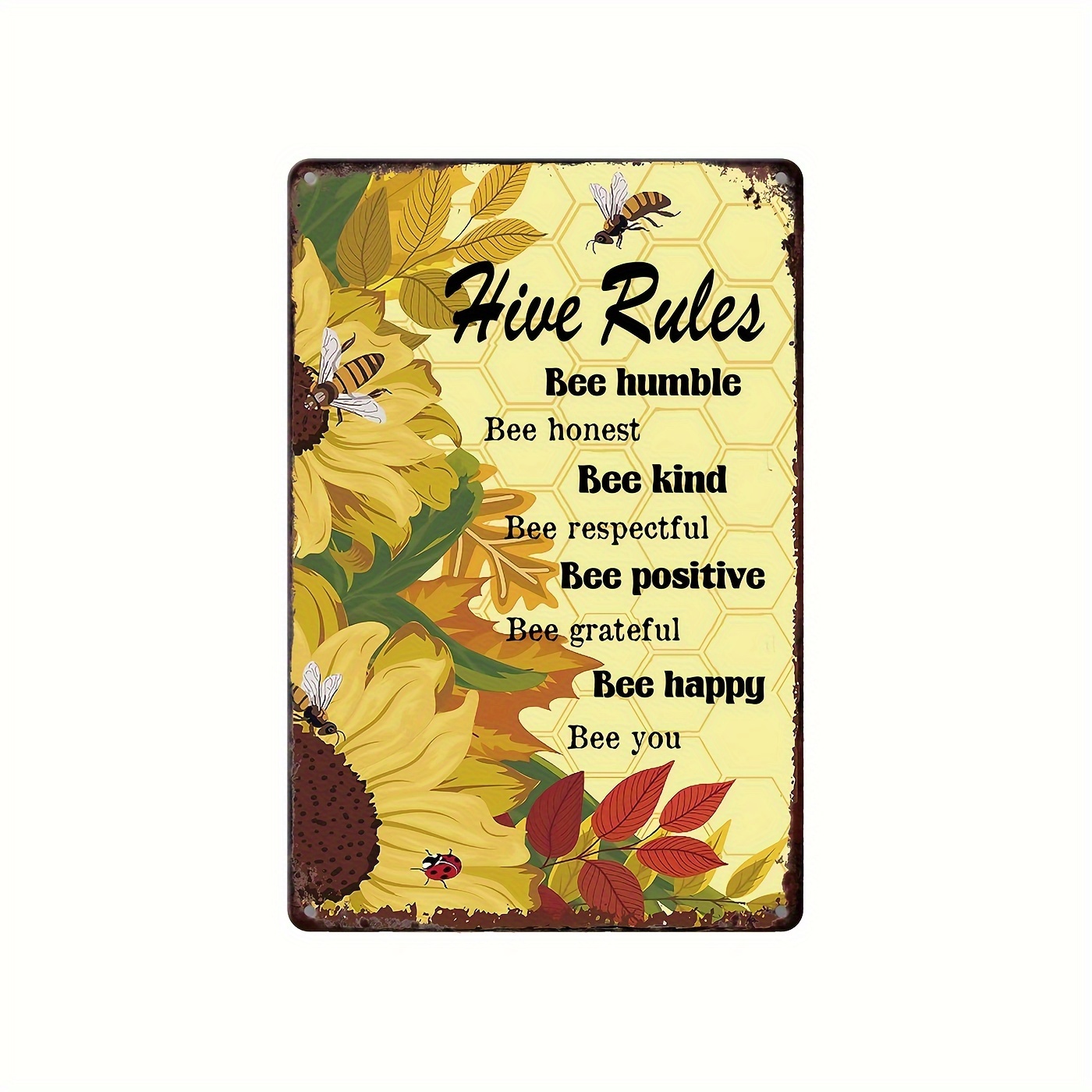 1pc Bee Garden Decor Bee Hive Rules Sign For Home Honey Bee Decorations  Hive Rules Signs Bumble Metal Tin Signs Bees Kitchen Wall Decor Outdoor  Beehive Decoration Bee Hive Classroom Decor 12x8
