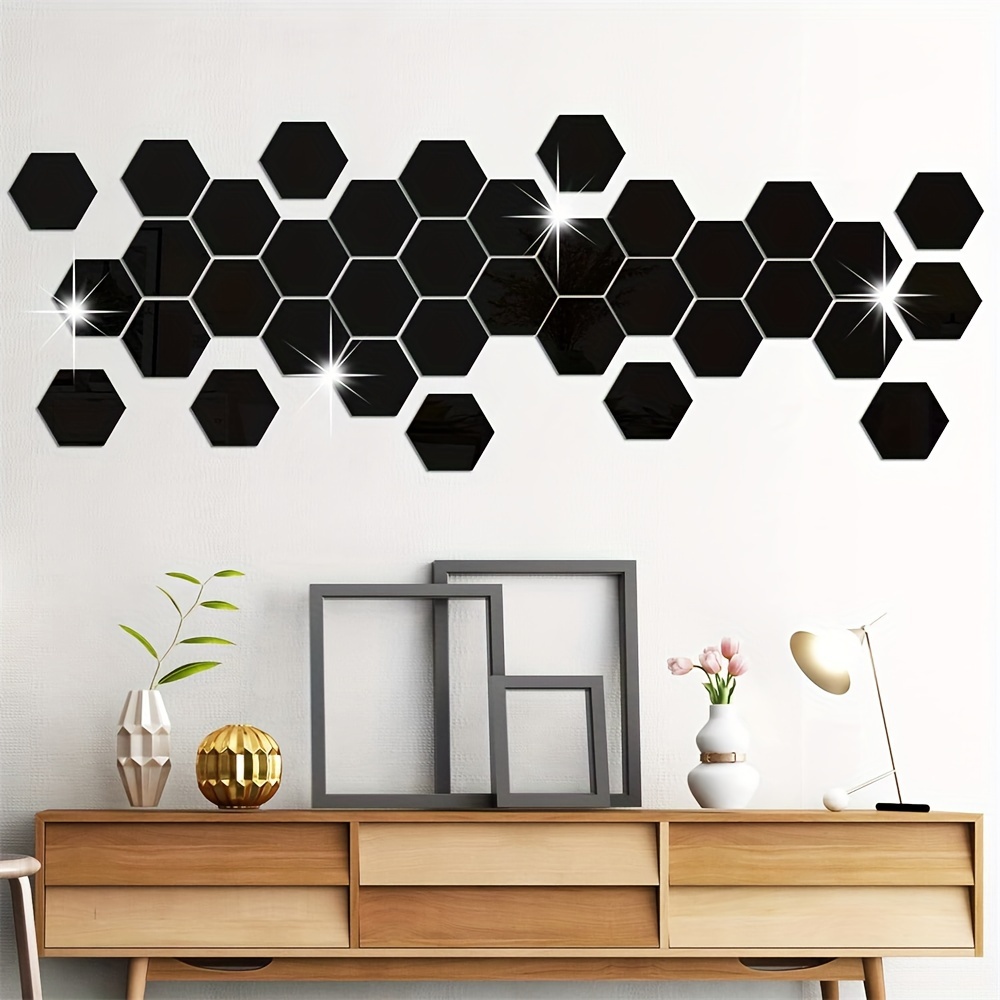 Comprar Espejos 3D hexagonales, pegatinas de pared, decoración del hogar,  pegatina de pared de espejo para sala de estar