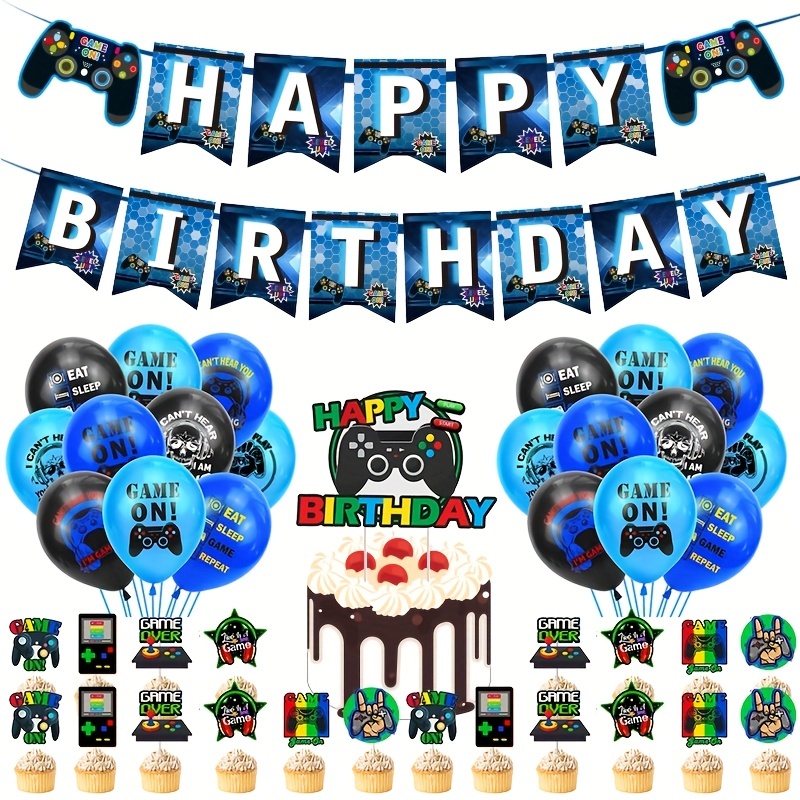 Decoraciones de primer cumpleaños para bebé, suministros de fiesta de color  azul para decoración de trona, corona de príncipe real, pancarta de feliz