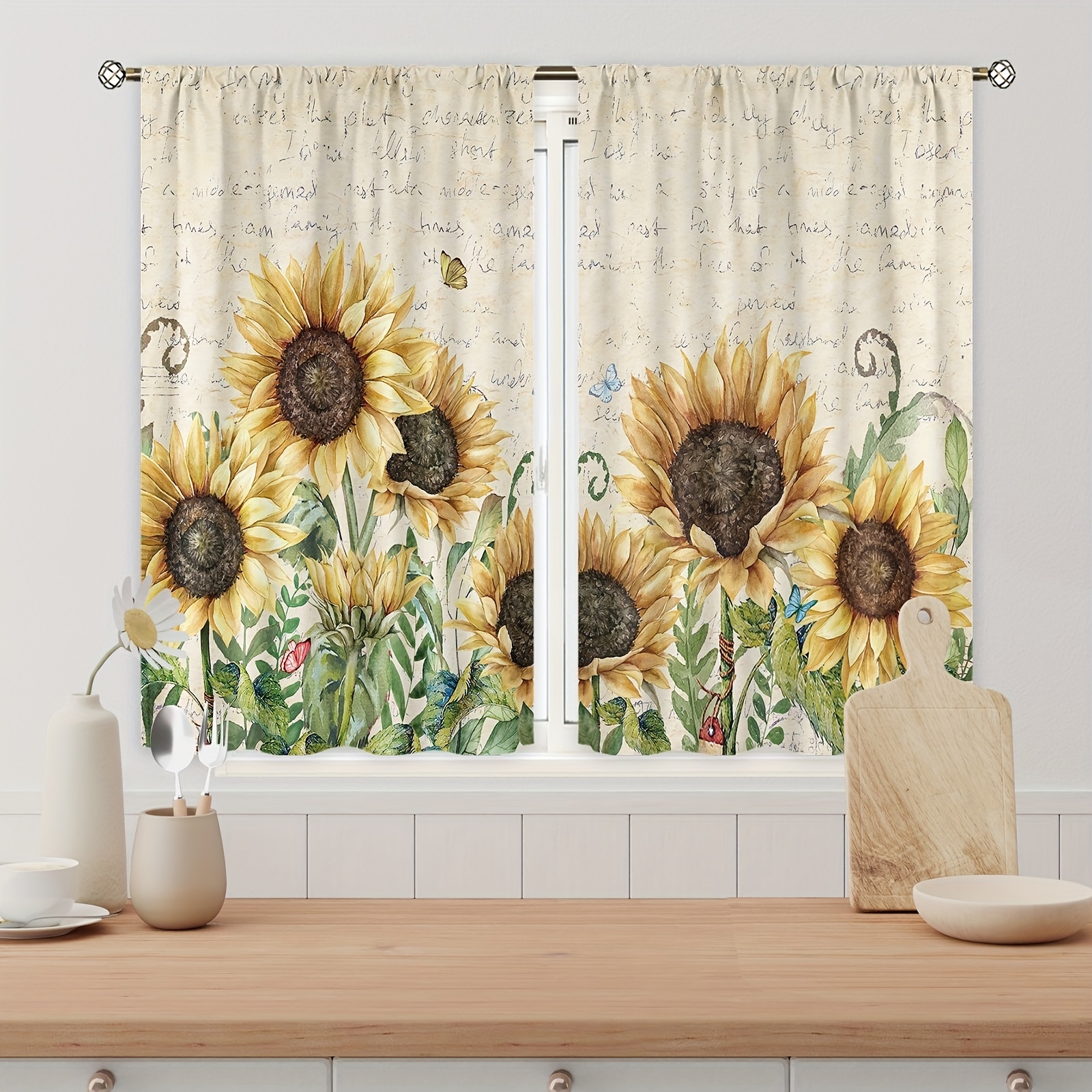 Sunflower / Butterfly Print Rv Door Window Shade Cove - Temu