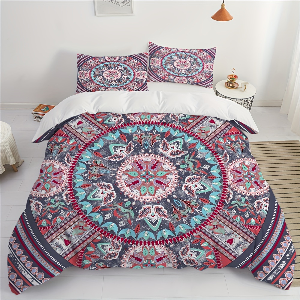 Ropa de cama con mandala en marrón ocre 200 x 220 cm, funda nórdica  bohemia, ropa de cama india de 100% algodón, cosida a mano con telas de  mandala -  España