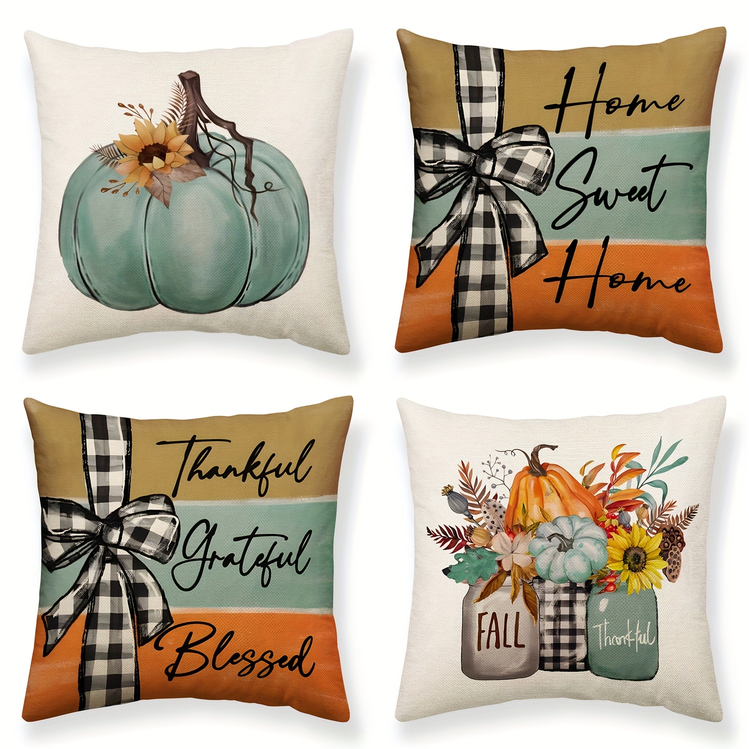 Fall Pillow Cover Pumpkin Thanksgiving Halloween Dwarf Sofa Pillow Cover  Witch Hat Striped Sofa Decoration Throw Pillow Cover