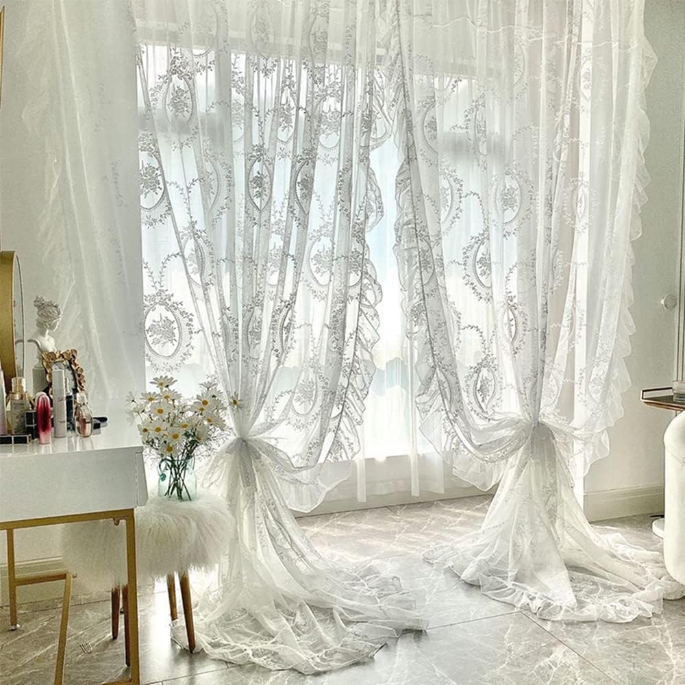 Cortina de lino de algodón blanco, cortinas de gasa transparente,  transpirables y aireadas, decoración del hogar, cortina ideal para sala de  estar