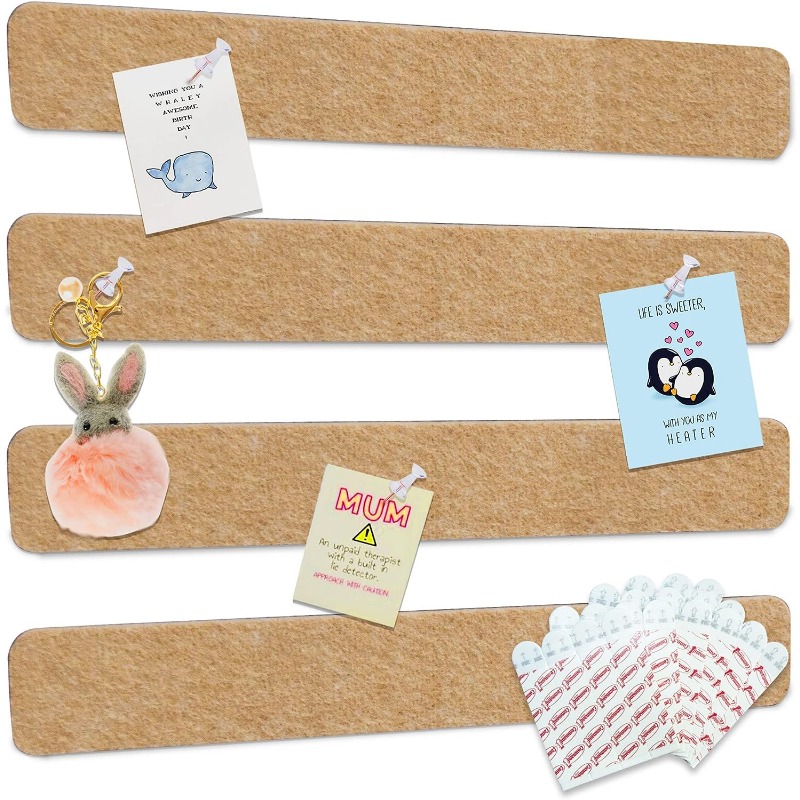 Cork Strips Bulletin Bar Strips Frameless Cork Board Memo Strip with 1 Roll  Double-Side Tape and 100 Multi-Color Map Thumb Tacks Pushpins in 1 Box for