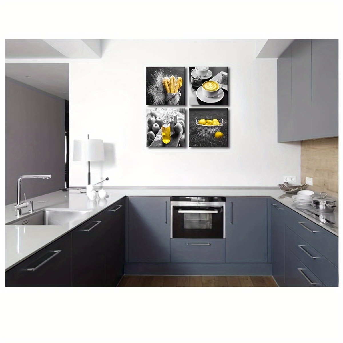 Kitchen Wall Decor Black And White Yellow Wall Art Bread - Temu