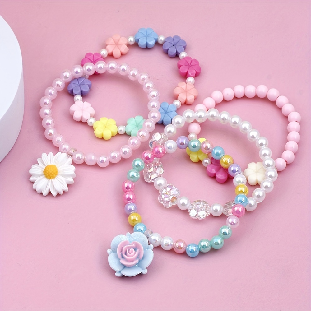 AUNOOL Flower Girl Bracelets for Girls Kids Wedding Gifts Rhinestone Pearl  Bracelet Charm Bracelets Wedding Party Charm for Flower Girl Bridemaid