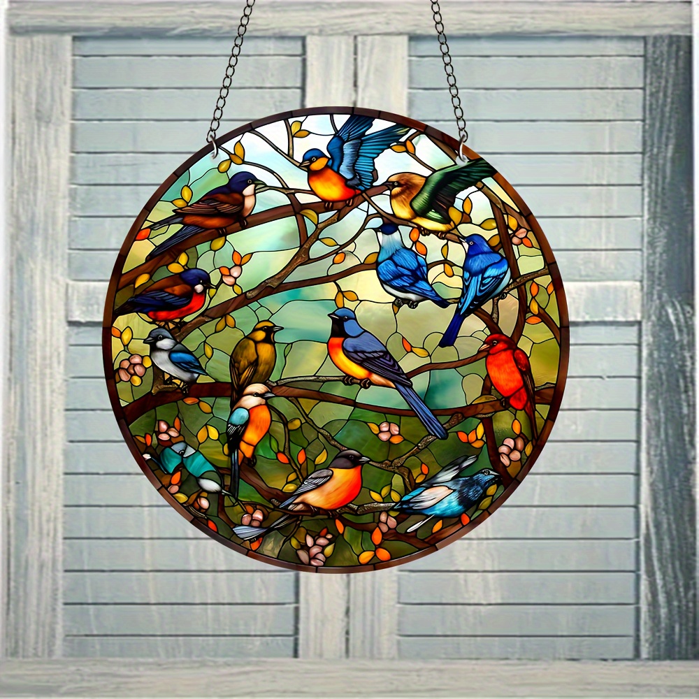 Stain Glass Bluebird Suncatcher, Bird Gift, Stained Glass Bird Suncatcher  for Window 