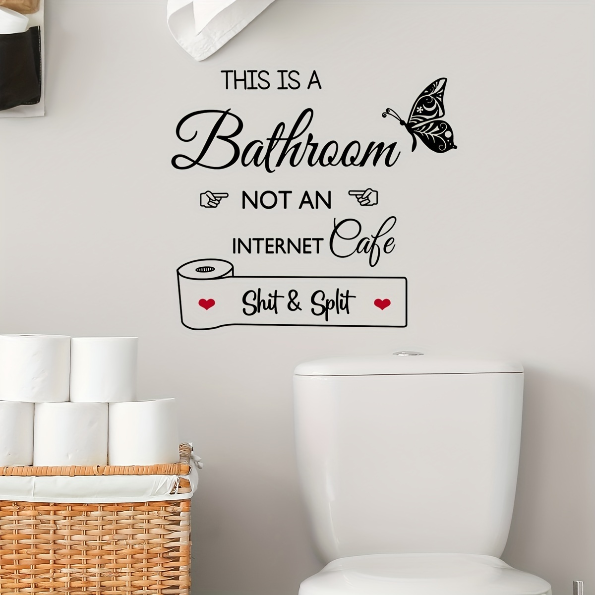  Bathroom Toilet seat Cover Sticker Decal - Sht Happens - Funny  Fun Home Decor : Tools & Home Improvement