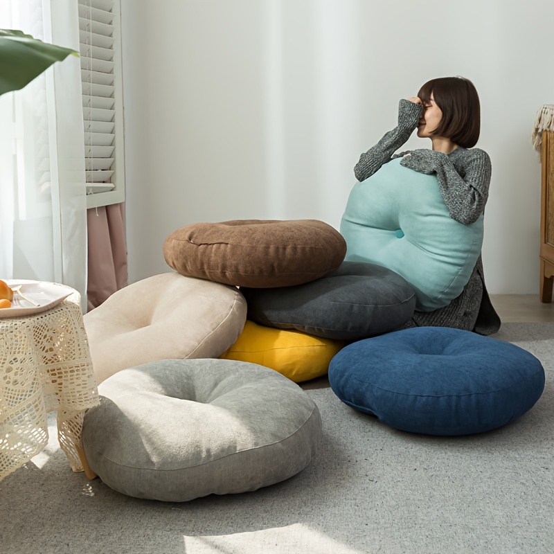  Cojín redondo para silla de algodón sólido, cojín de suelo de  lino y meditación, yoga, tatami, cojín para sala de estar, sofá, balcón,  exterior, cojín de suelo japonés, cojín para silla