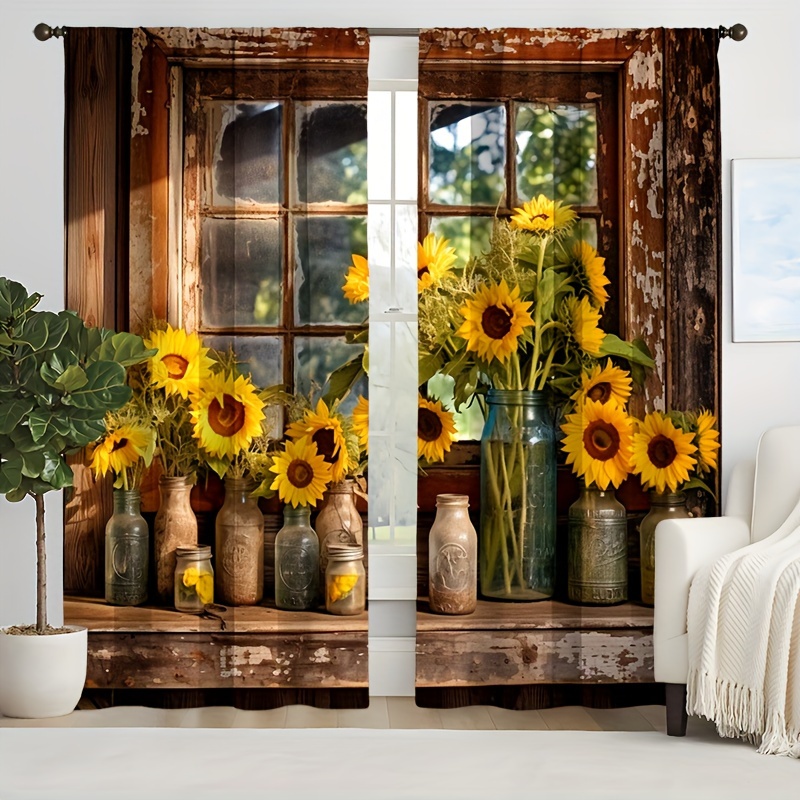 Sunflower / Butterfly Print Rv Door Window Shade Cove - Temu