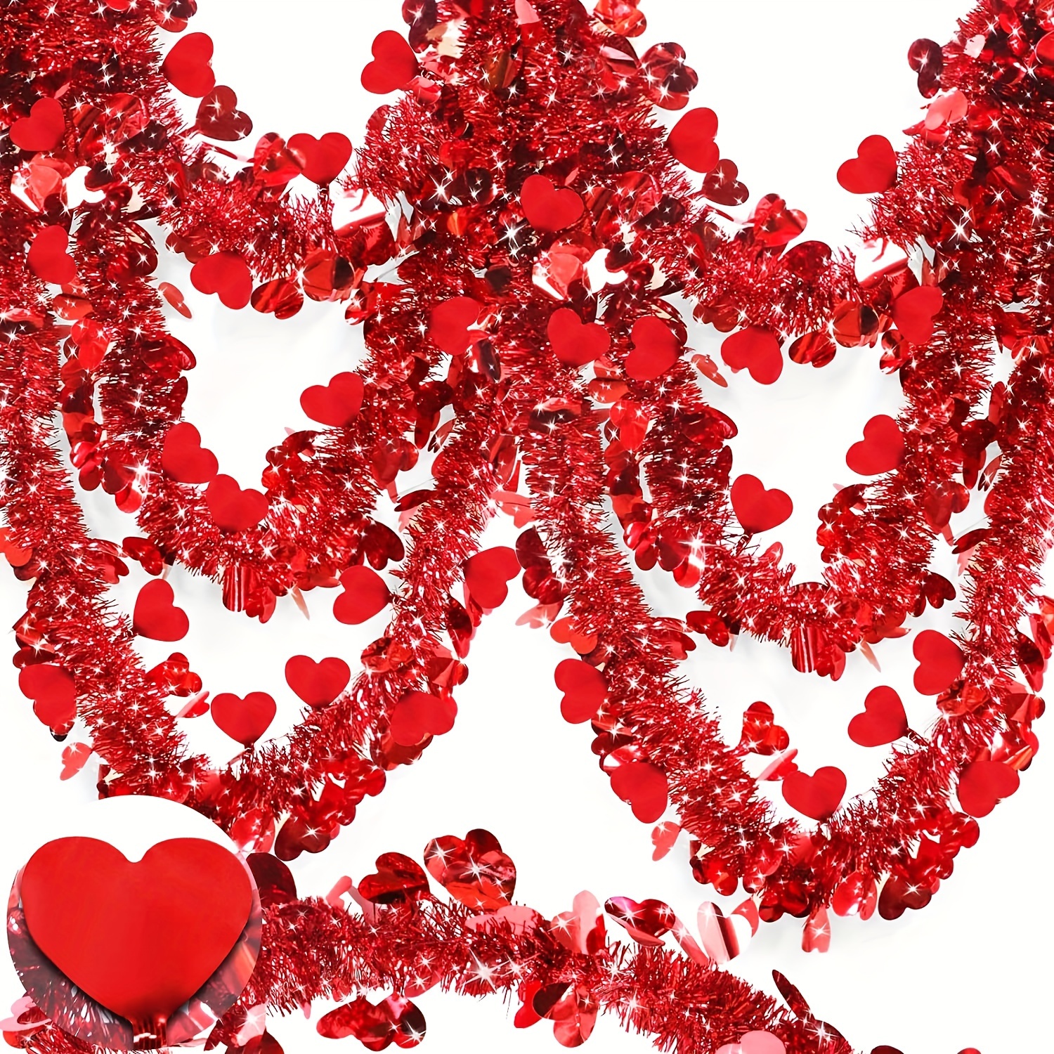 Corazones de caramelo de cuerda de papel rojo de San Valentín, 6 unidades |  Decoración de fiesta