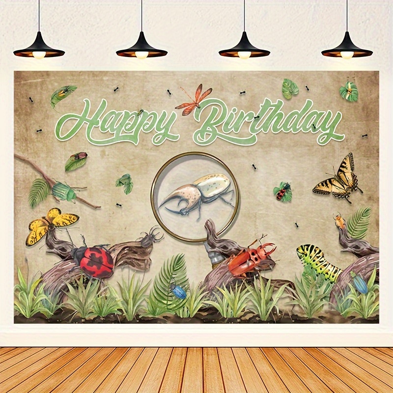 Corona de cumpleaños de tela con dibujos de mariquitas y topos
