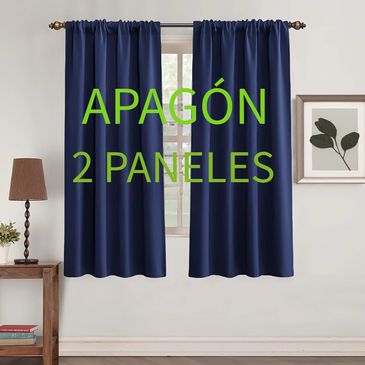 Cortinas opacas con aislamiento térmico para sala de estar con ganchos,  cortinas oscuras para decoración de dormitorio, 2 paneles, color azul