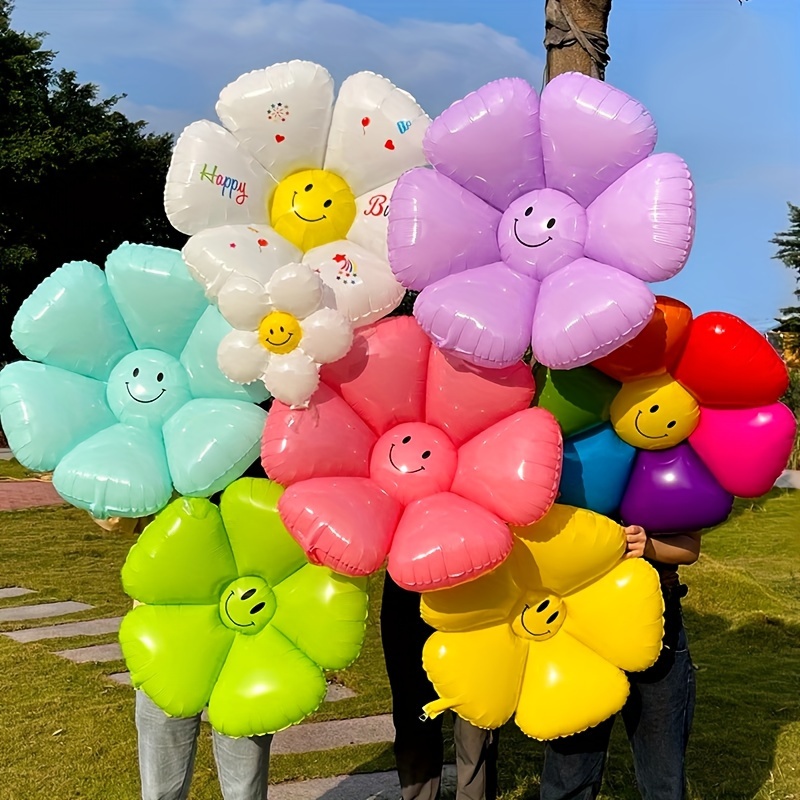  9Pcs Sun Flower Foil Balloons, Smiley-face Sun Birthday Number  Foil Balloon, Sun Birthday Party Supplies Summer Themed Party Decoration  (2nd) : Toys & Games