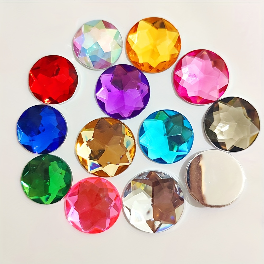 50mm Flat Back Round Acrylic Rhinestones Plastic Circle Gems for Costume  Making Cosplay Jewels for Cosplay Costume 9 Available Colors 4 Pcs 