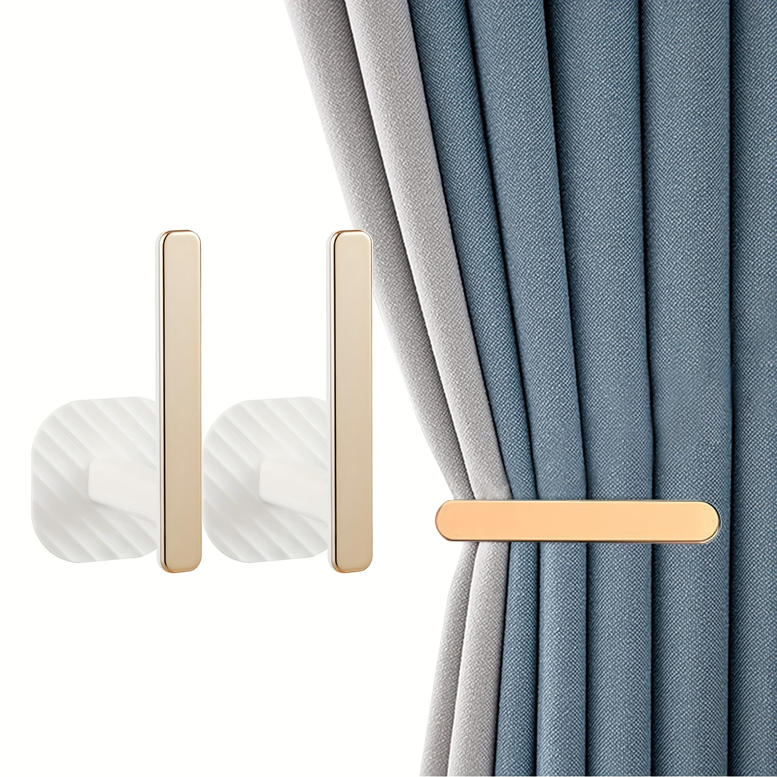 Paquete de 4 soportes para cortinas, ganchos decorativos en forma de U para  colgar en la pared con tornillos, ganchos para cortinas de ventana para el