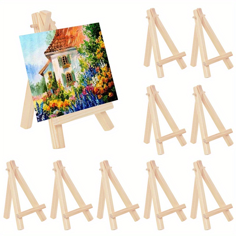 10pcs Wood Display Easels Adjustable Mini Wooden Artist Triangle Easels For  Displaying Canvas Paintings Crafts Drawing