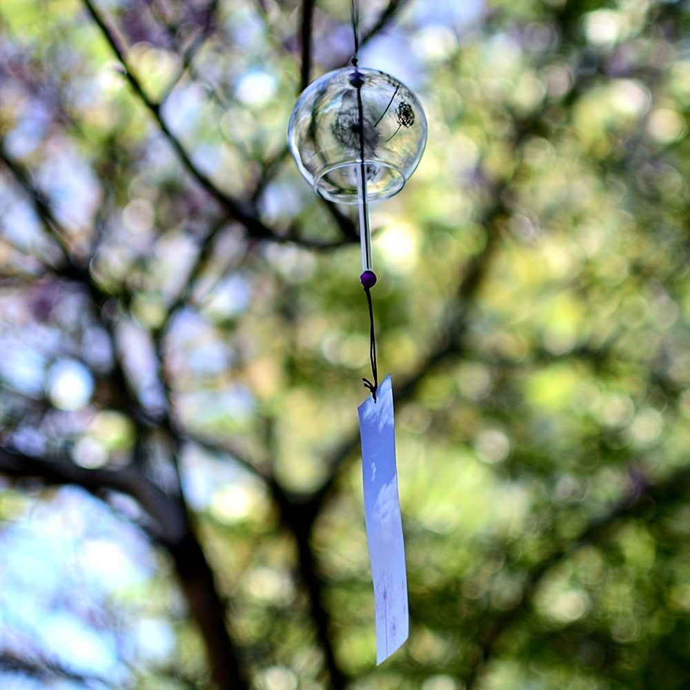 Carillon éolien en verre transparent, artisanat fait à la main