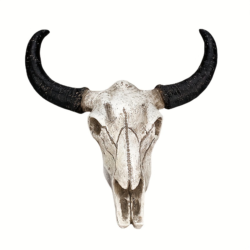 牛の頭蓋骨 スカル ウエスタン風オブジェ壁掛け剥製置物骨ウォールデコ ...
