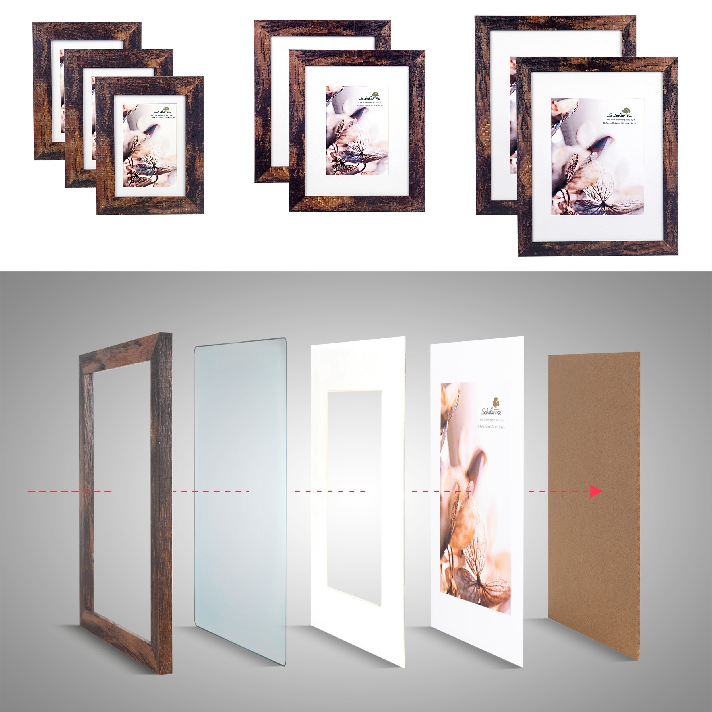 The Display Guys ~ 11x14 inches Black Wooden Photo Frame, Tempered Glass,  Luxury Made Affordable 1pc White Mat Board 8?x10? Picture