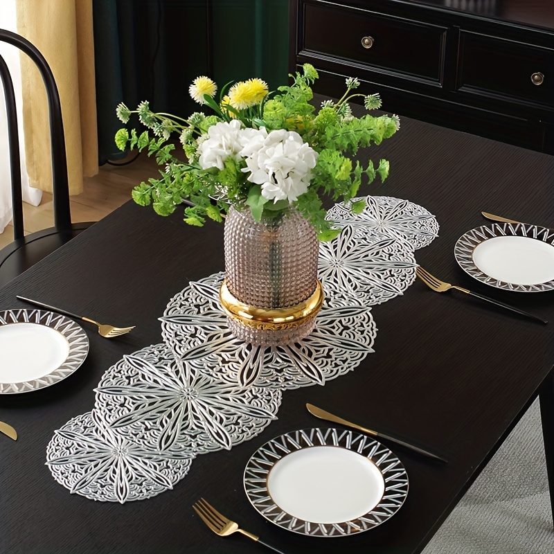 Camino de mesa moderno, camino de mesa de ganchillo, decoración de mesa  hecha a mano, tapete