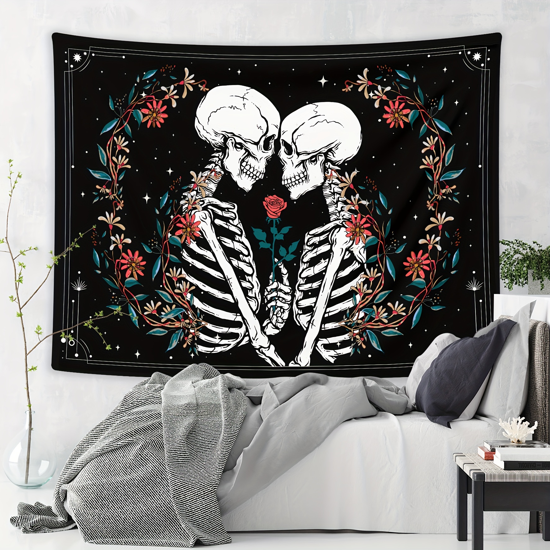 Skull Tapestry Skeleton Eyes Tapestries Spider Web Tapestry Tarot