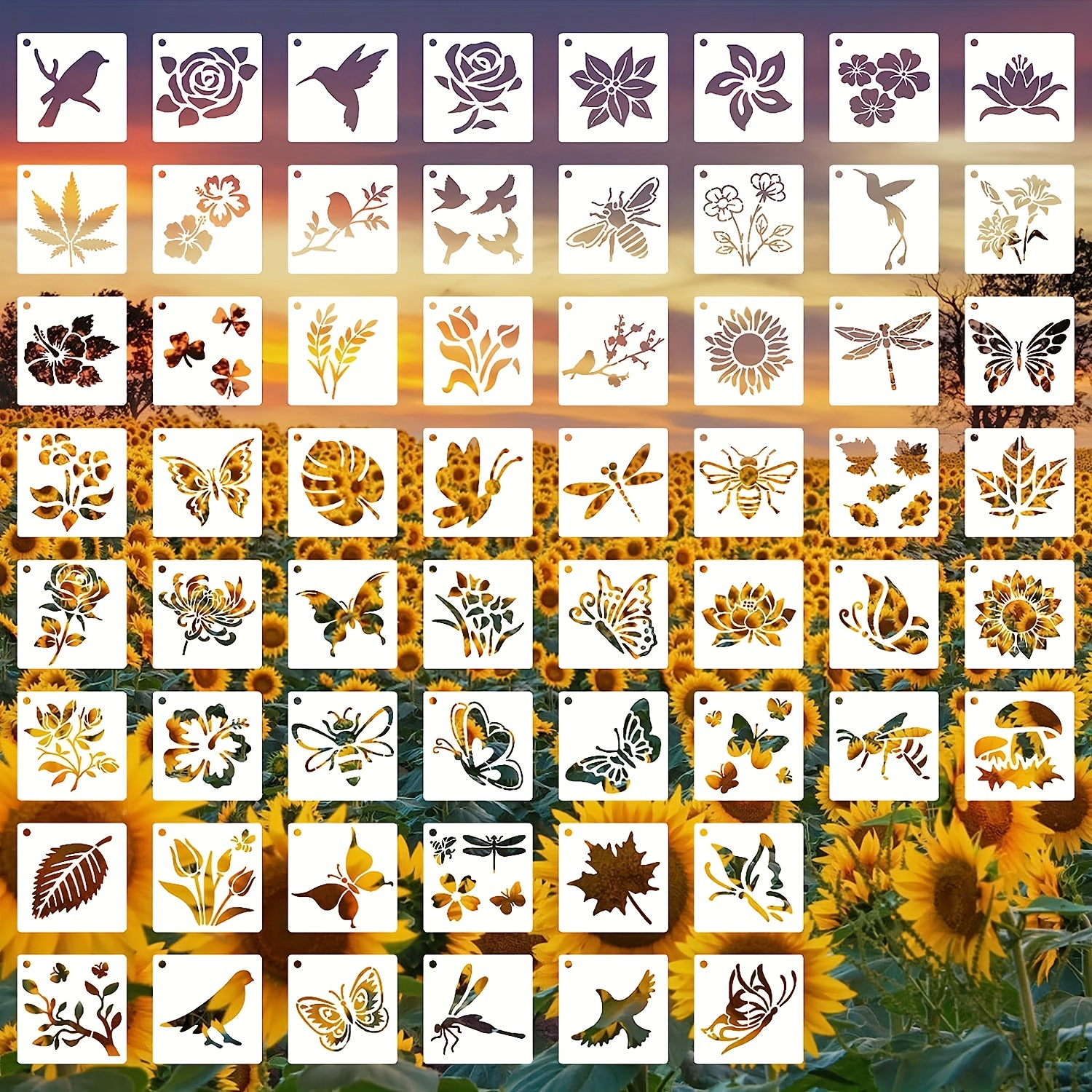 25 PCS Stencils for Painting, Reusable Flower Stencils 6x6in, Stencil Stuff  DIY Craft Template Paint Stencils for Painting On Wood Wall Home Decor