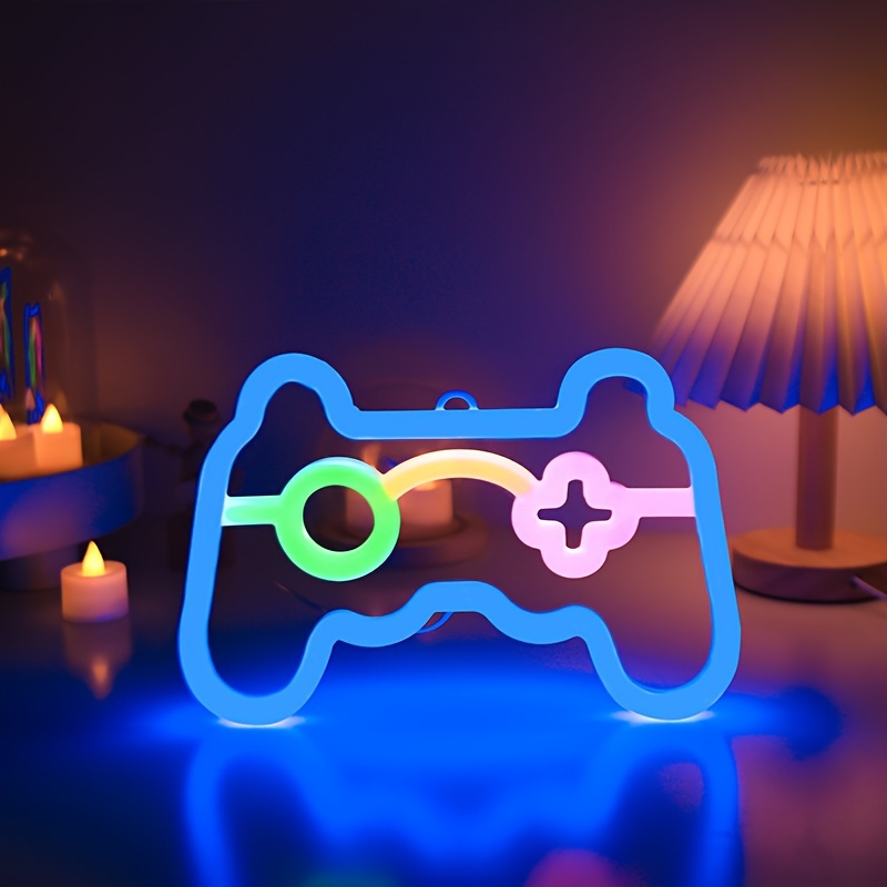 Juego de luces de neón en forma de gamepad Signos de neón para decoración  de pared PlayStation Lights Game Controller LED Neon Sign for Gaming Room  Man Cueva Party Decoración : 