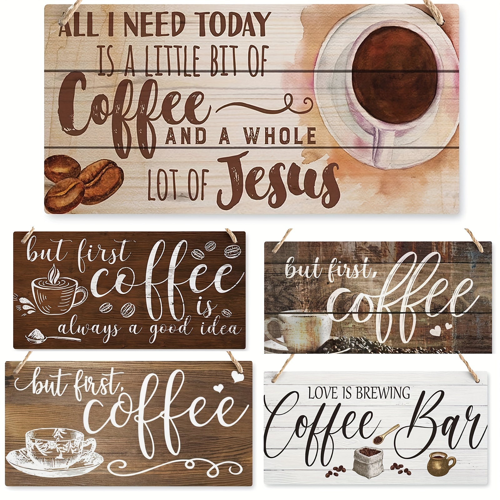 6 Pcs Wooden Mini Coffee Bar Sign Farmhouse Coffee Bar Decor Rustic But  First Coffee Sign Love Is Brewing Coffee Table Sign Vintage Coffee Wood  Plaque