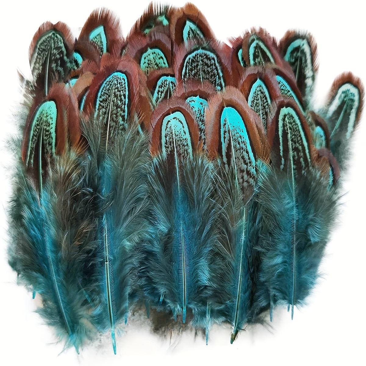 Blue Dyed Over Natural Mini Ostrich Craft Feathers 5-8 Inch 