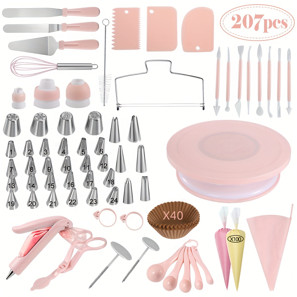 SET BECCUCCI PASTICCERIA PER SAC à POCHE ROSE FIORI E FOGLIE 9 PZ